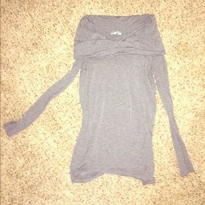 Versatile cowl neck/ off the shoulders grey tunic